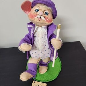 Vintage 1990 Annalee 10" Easter Parade Bunny Rabbit Hat Purple - Made in USA